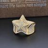 Men's Hip Hop Gold-Plated Pentagram Ring with Zircon