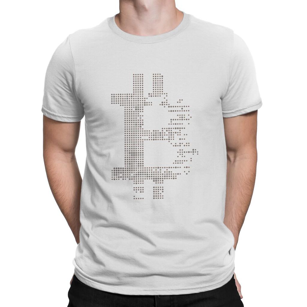 Grey Blockchain Bitcoin T Shirt Graphic ONeck TShirt Polyester Streetwear