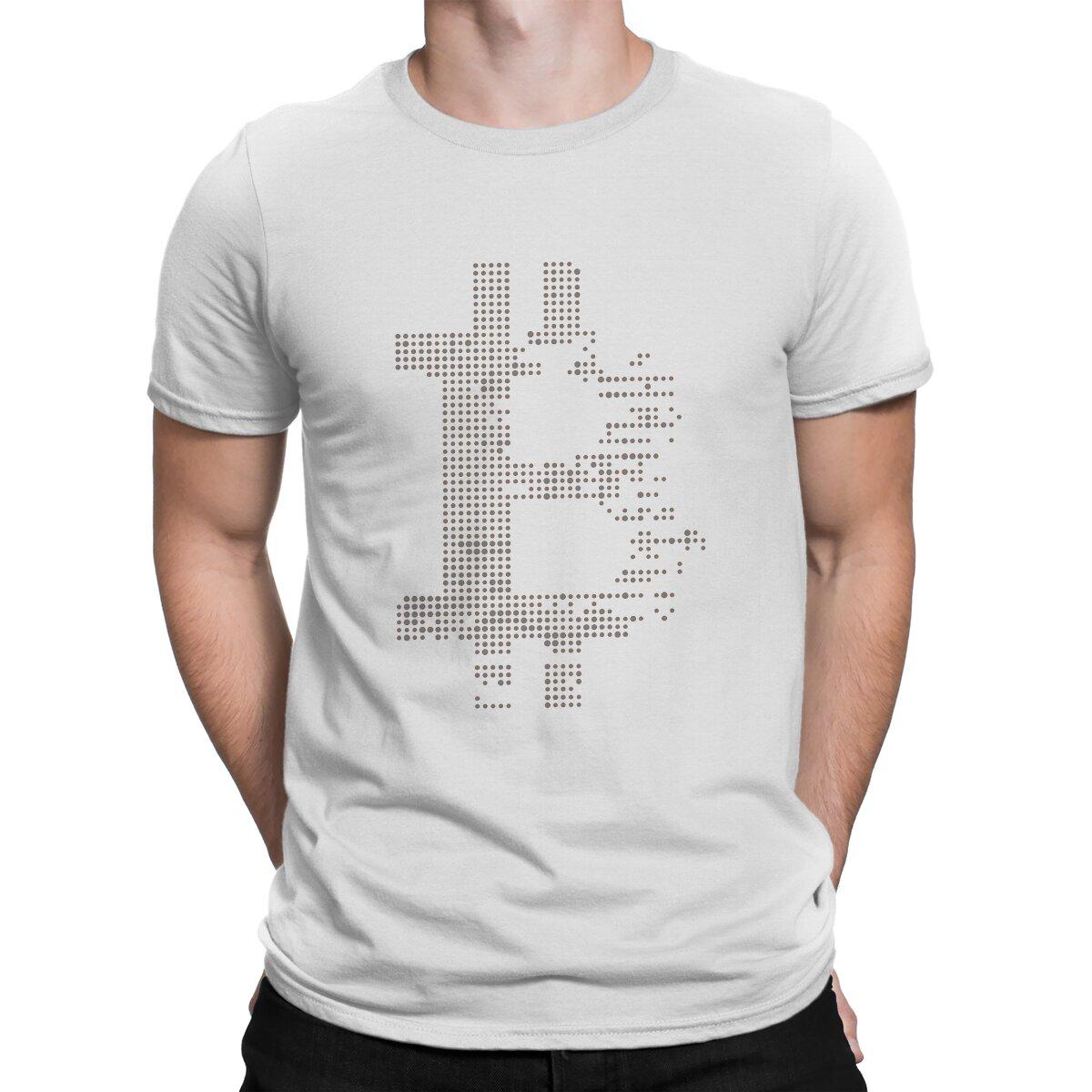 Grey Blockchain Bitcoin T Shirt Graphic ONeck TShirt Polyester Streetwear S
