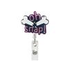 Glitter Acrylic Retractable Badge Reel Funny Nurse Teacher Id Badge Holder With Belt Clip Retractable Name Badge Reel For Worker