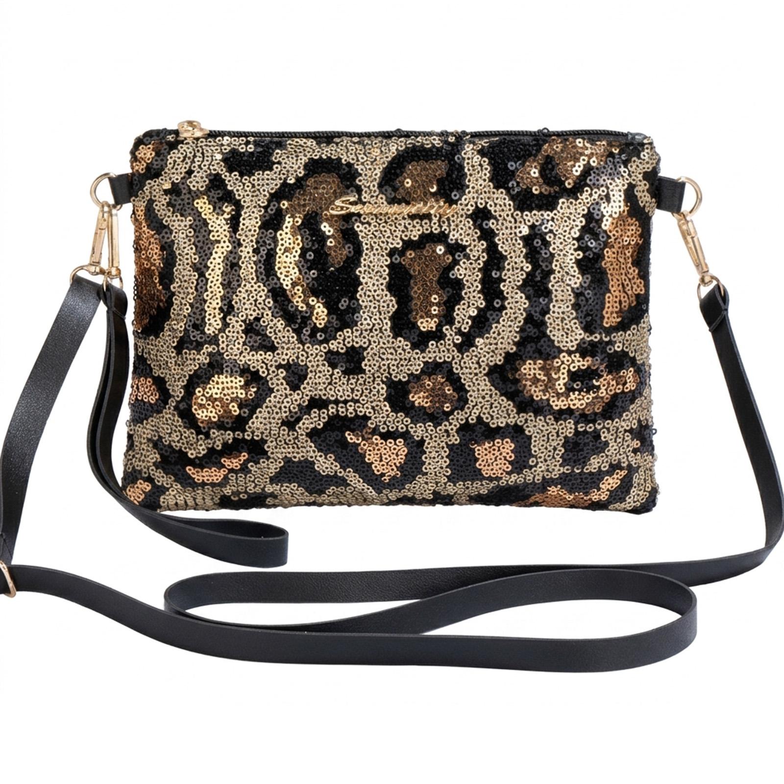 Women s Sequin-Embroidery Leopard Print Shoulder Bag Crossbody Handbag With Premium Design