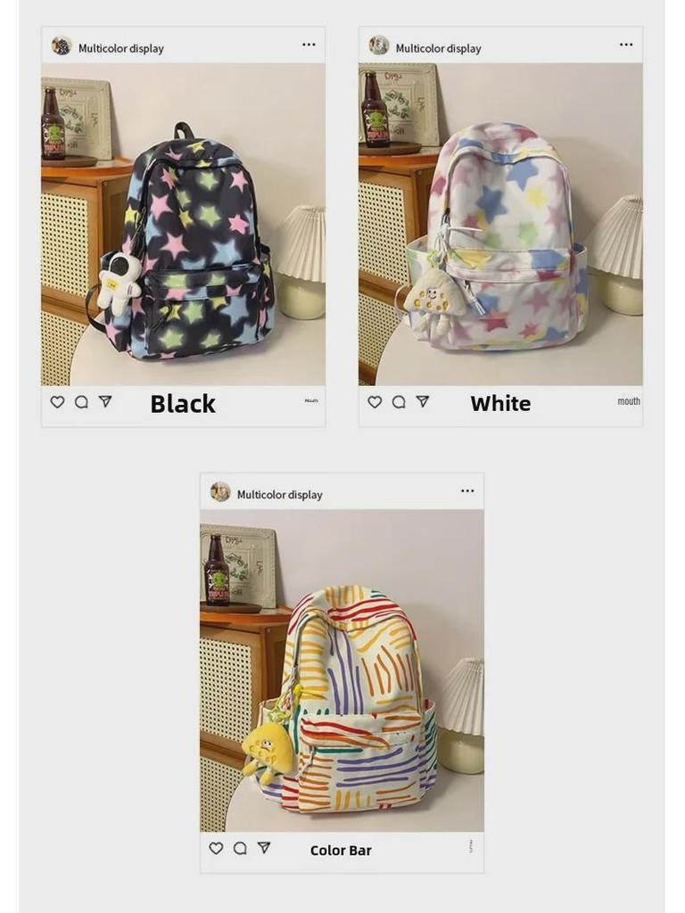 Regenbogenfarbiger gestreifter koreanischer Schulranzen für Mädchen und Studentinnen