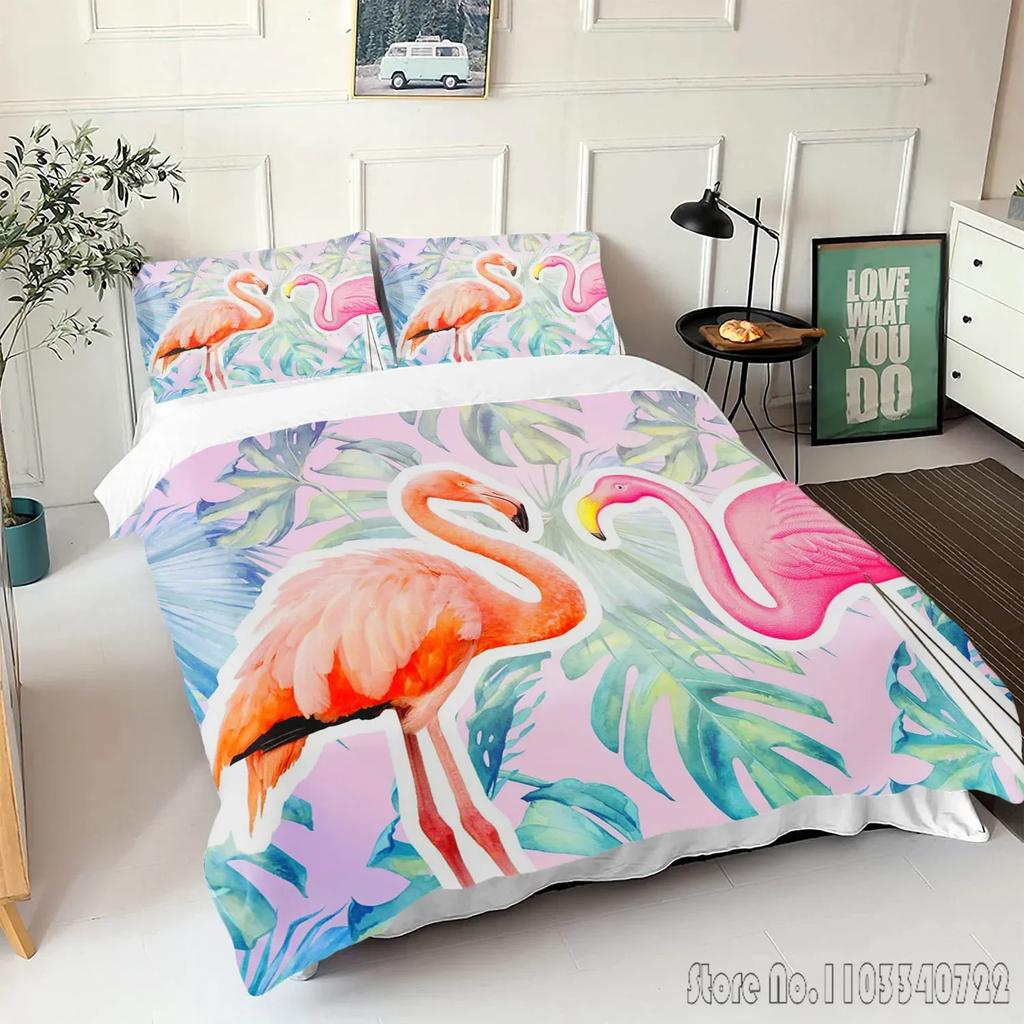 Comforter Flamingo Cartoon Love Child Hd Comforter Bedclothes For Kids Bedding Sets Bedroom Decor
