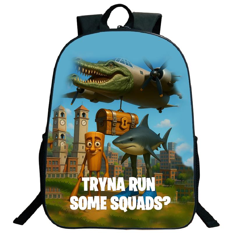 Tung Tung Tung Sahur Rucksack Italienischer Brainrot Cartoon Kinder Jungen Mädchen Studenten Schulrucksack Tralalero Tralala Teenager Umhängetasche