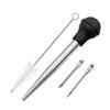 Stainless Steel Turkey Baster Meat Syringes with Syringes Needle and Cleaning Brush Easy To Use and Clean for Cooking