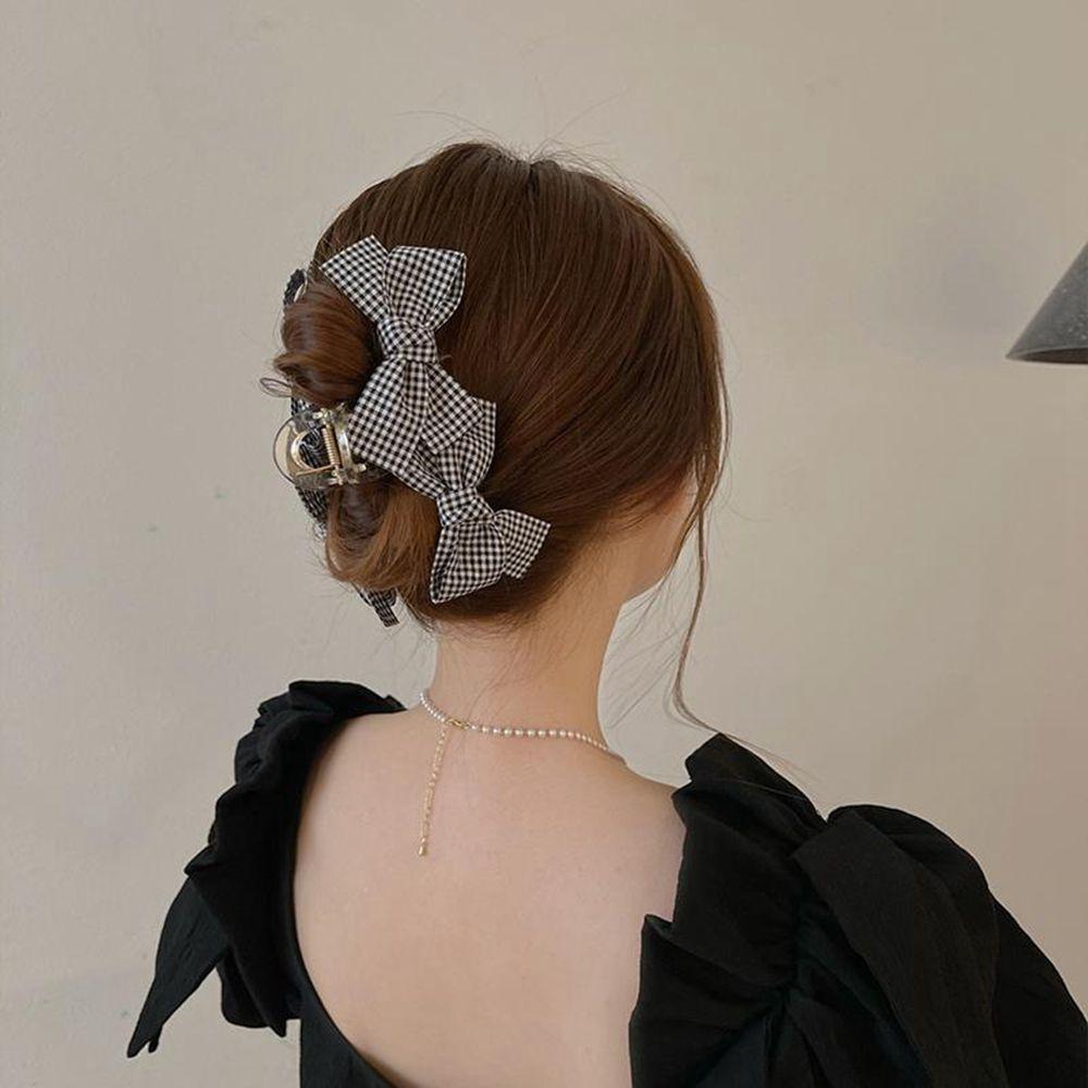 

Headwear Cloth Bow Hair Claw Plastic Grasp Clip Korean Style Hair Clip Female Hair Accessories белый/чёрный