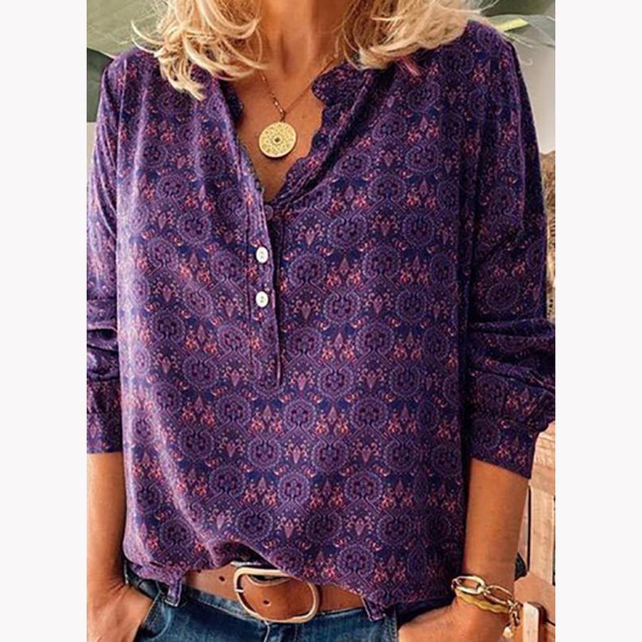 Shirt New Style Women's Spring Autumn Retro Printed Long Sleeve Loose Shirt