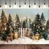 Winter Window Christmas Backdrop Fireplace Xmas Tree Gifts Teddy Bear Navidad Party Decor Kids Portrait Photography Background