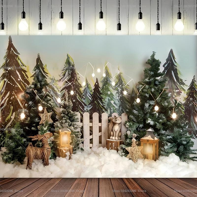 Winter Window Christmas Backdrop Fireplace Xmas Tree Gifts Teddy Bear Navidad Party Decor Kids Portrait Photography Background