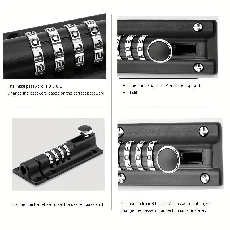 Password Lock Black Silver Bolt Metal Door Latch Anti-theft Safety Combination Digit Padlock Outdoor Home Wood Gate Hardware