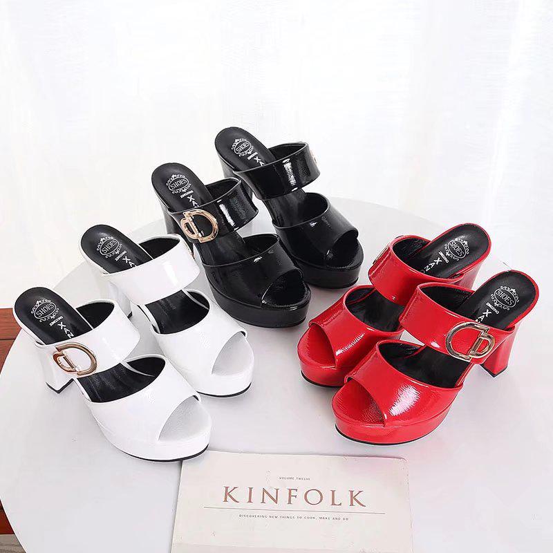 2018 Summer Korean Style Women's Chunky Heel Platform Sandals & Slippers