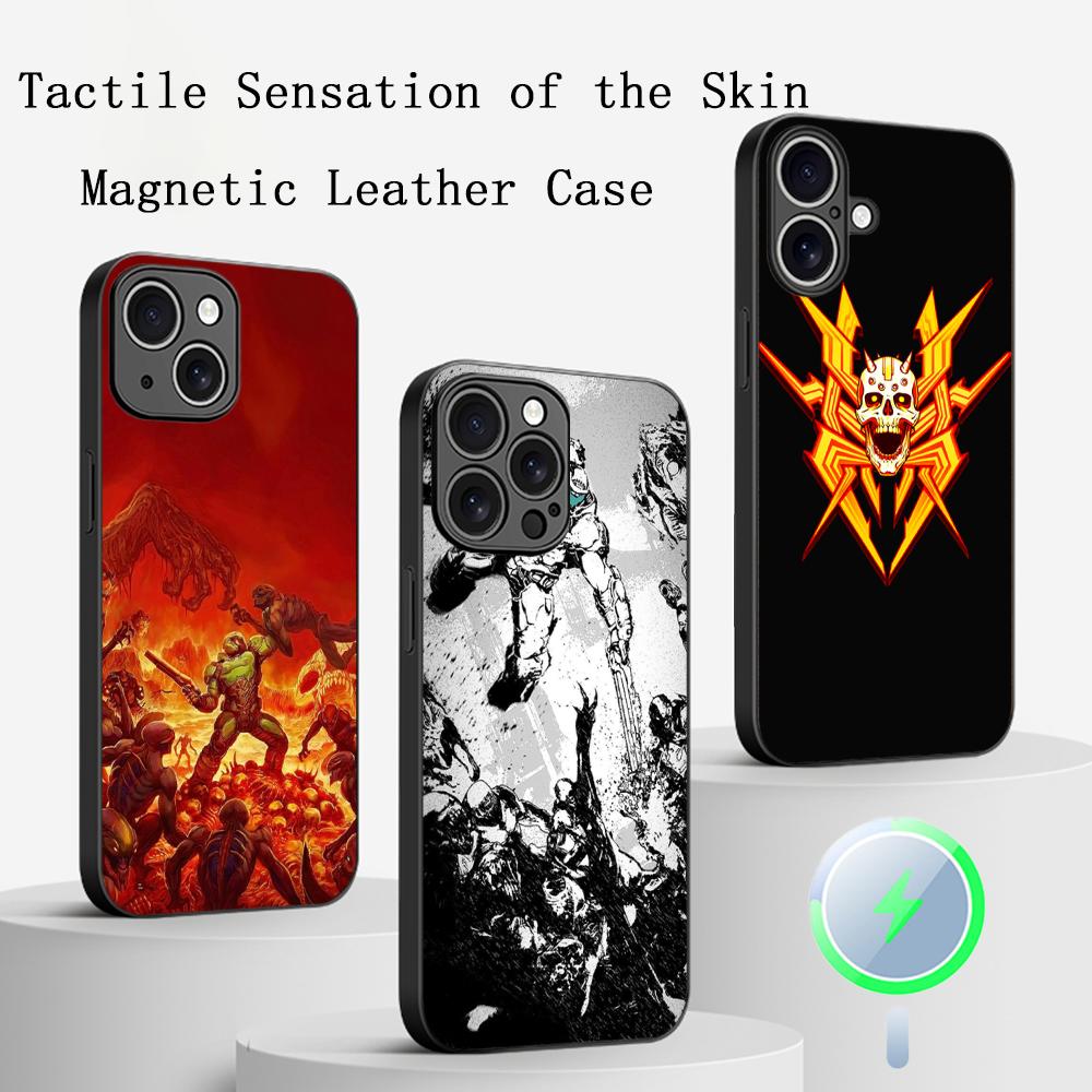 Classic Game D-doomEs Fashion Poster Phone Case For iPhone 17 16 15 14 13 12 Plus Pro Max High-end Luxury Magsafe Sheepskin