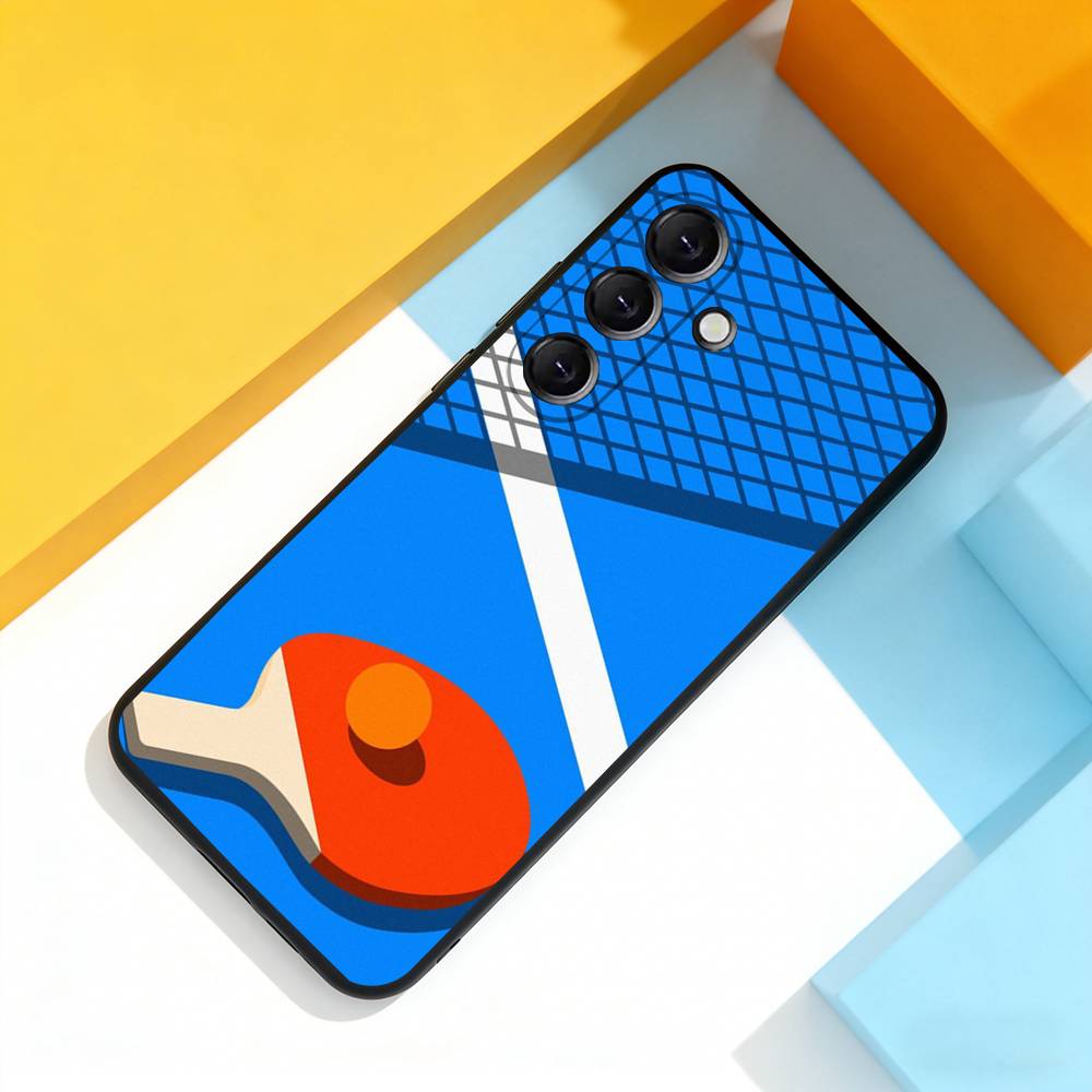 Table Tennis Racket Cool Phone Case For Samsung Galaxy A 73,72,51,53,52,71,22,5G,Note,J7,8,9 Soft Precise Hole Black Cover