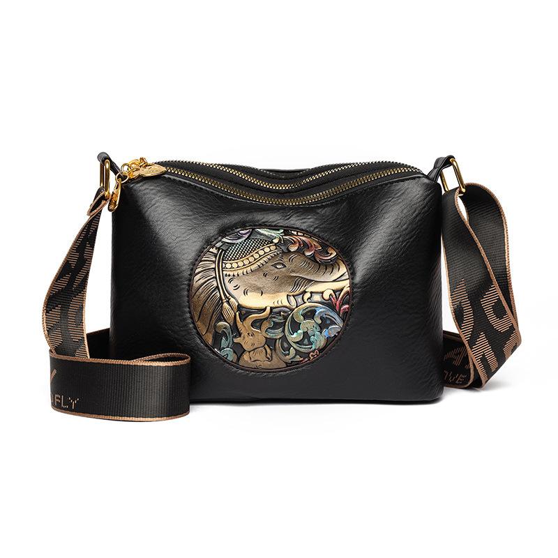 Single-shoulder Bag, Large Capacity, Simple Design, Soft Leather, Suitable for Middle-aged and Elderly People, Crossbody Bag