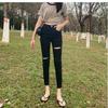 2024 Summer Black High Waist Ripped Skinny Jeans for Women