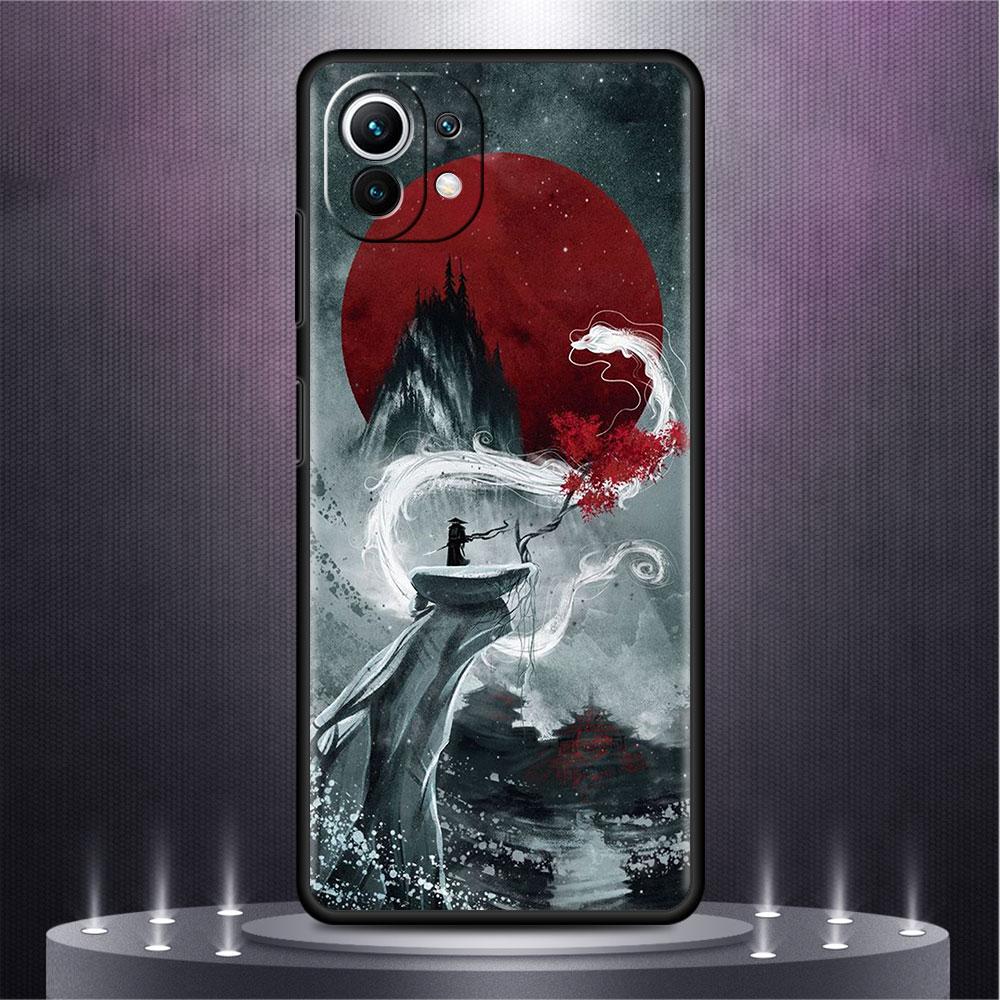 Landscape Ink Painting Japan Samurai Art Case For Xiaomi Mi Poco X3 NFC M4 M3 Pro F3 GT F1 11 Lite Note 10 11T 10T Phone Cover