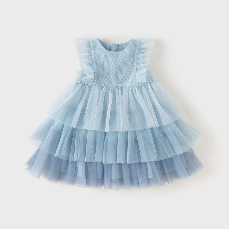 Girl Summer New Blue Color Gradient Baby Dress Sea Blue [Ready in Stock] 110