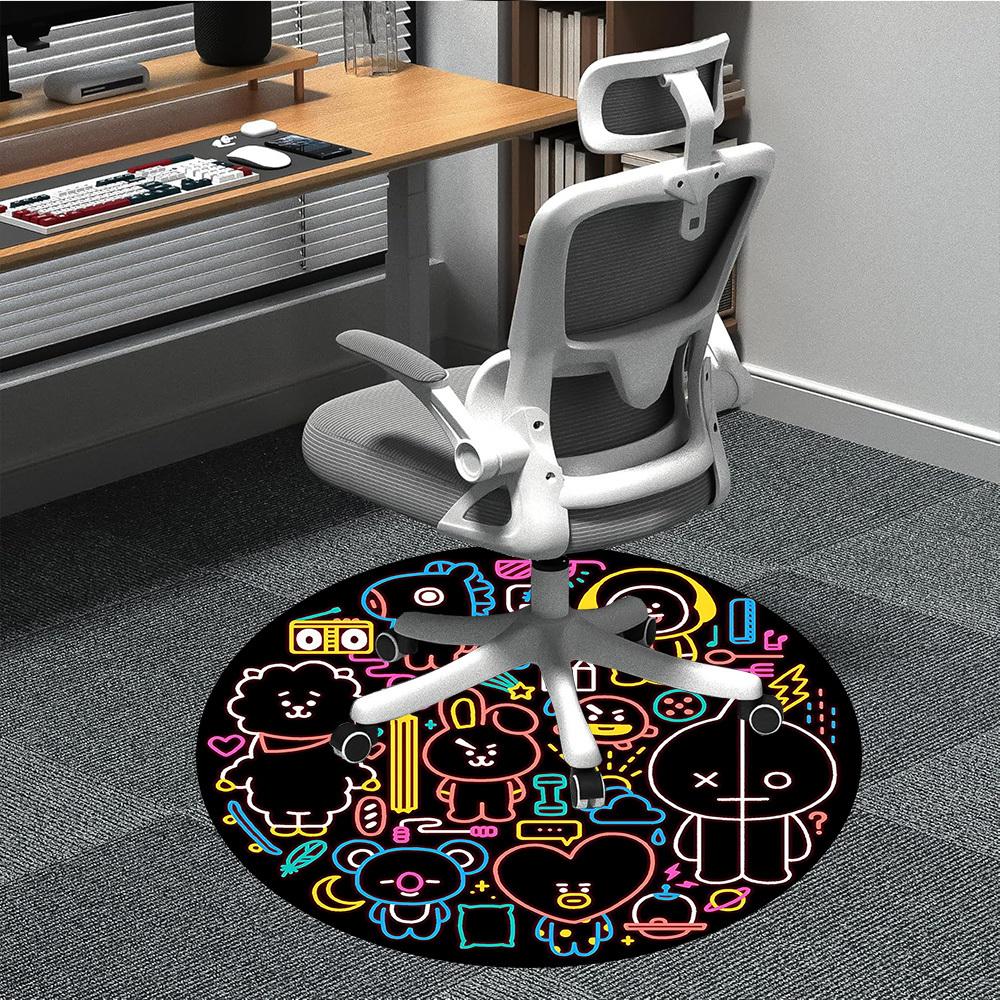 

1PC BT21 Merchandise Office Round Rug, Non-slip, Soft and Durable Office Rug for Interior Decoration, Perfect for Office, Beautiful Decoration 80cm