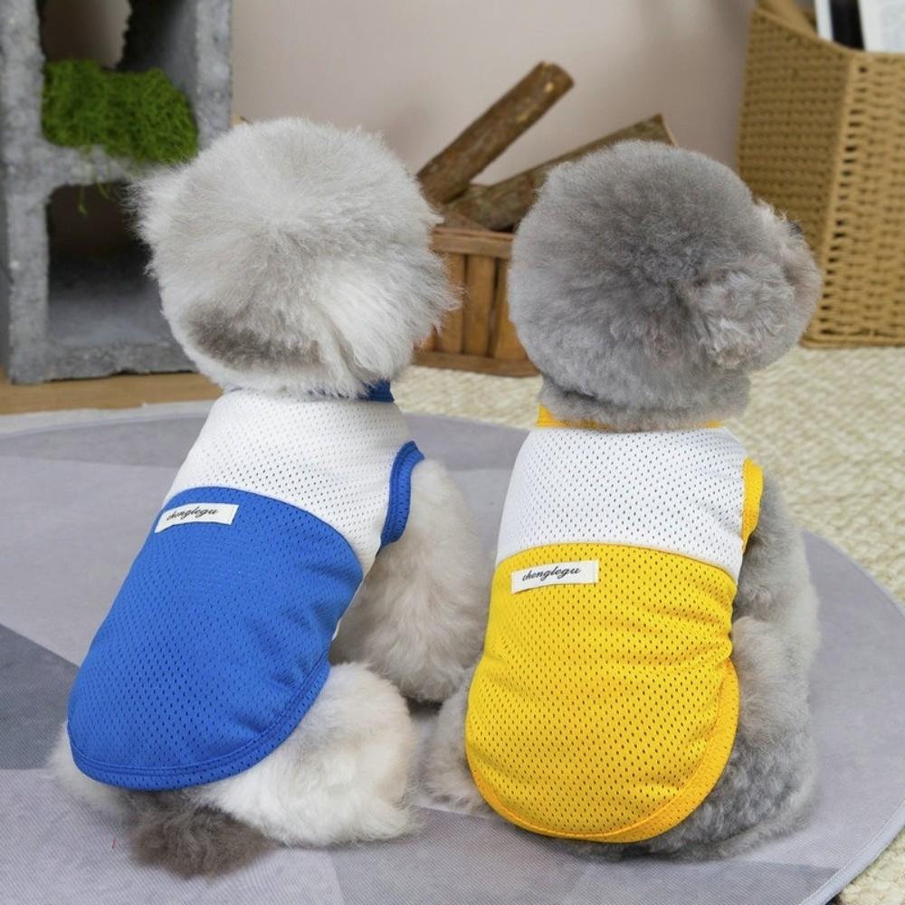 Lightweight Pet Mesh Vest Two-Tone Design Dog T-Shirt Fashion Summer Dog Clothing  Casual Outfit