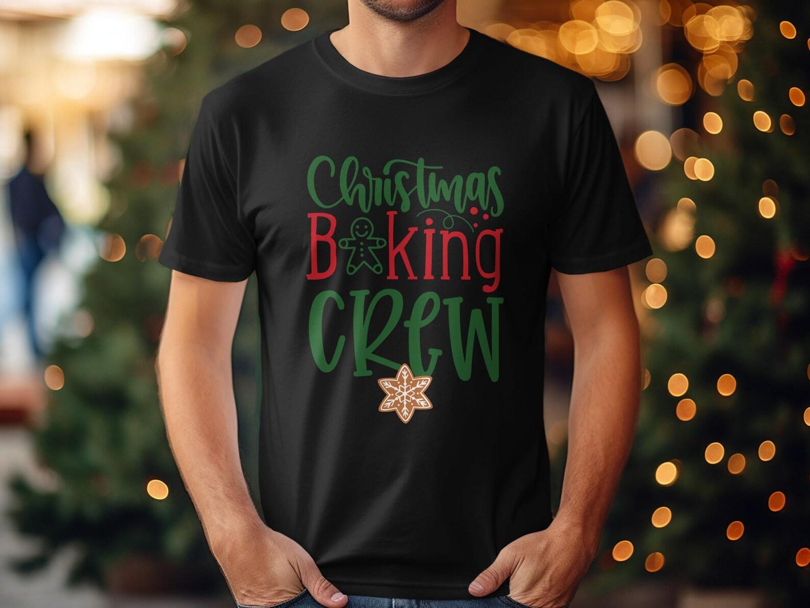 Christmas Baking Crew T-Shirt, Family Matching Holiday Tee, Gingerbread Cookie Lover Shirt, Festive Season Apparel, Xmas Gift L