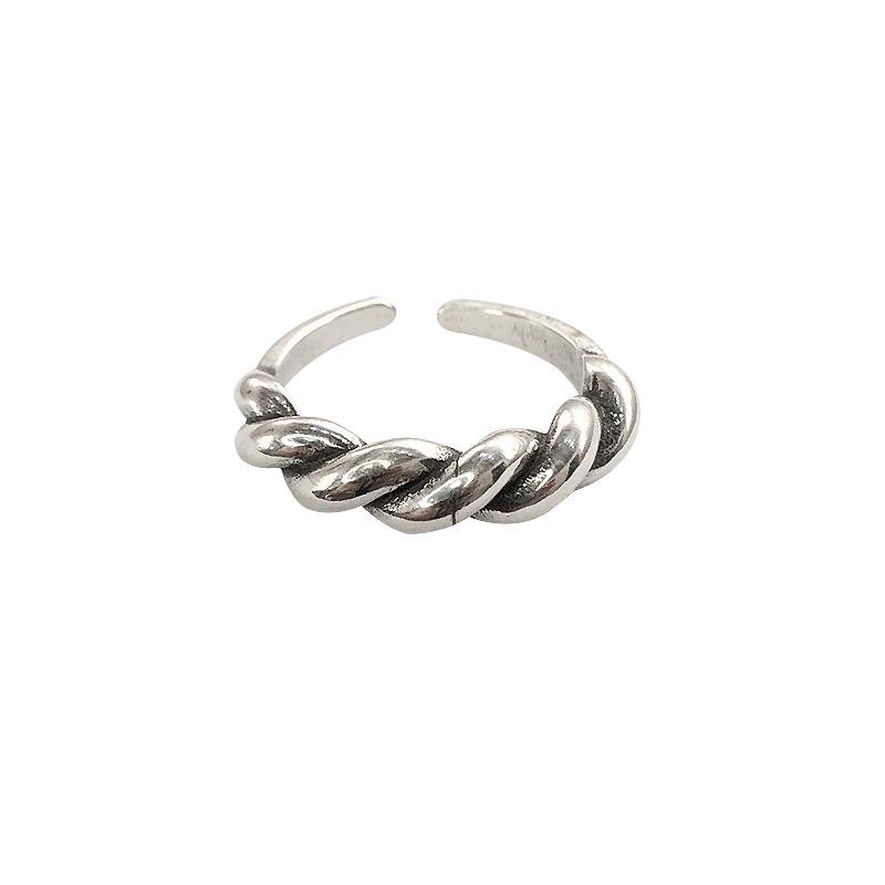 Vintage Minimalist 925 Sterling Silver Adjustable Ring for Women