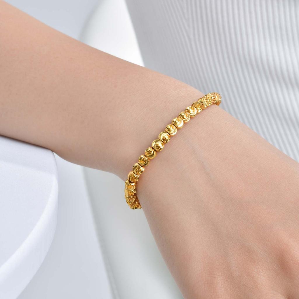 Luxury Tri Color Beaded Bracelet for Women, Gold Plated Adjustable Chain Bracelet, Unique Design Fashion Jewelry