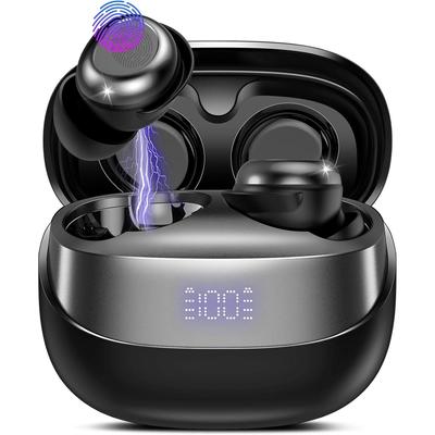 Sleep Earbuds Bluetooth 5.4 Cuffie in-ear dal design piccolo per chi dorme di lato, 47 ore di riproduzione con custodia di ricarica, chiamate chiare, nero
