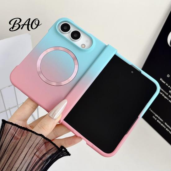 Scratch Resistant Lens Guard Case Magnetic for iPhone, Gradient Skin-like Protective Cover with Built-in Ring Phone Foldable Phones And Hinge
