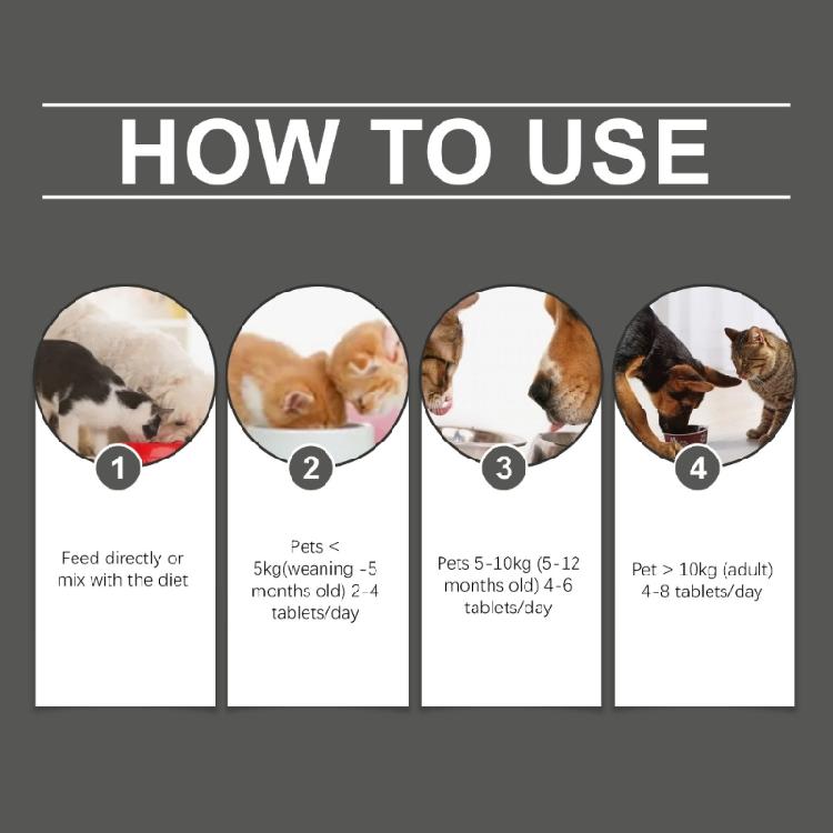Pet Health Probiotic Supplement 80Tablets Aids Digestion and Immune Improvement for Dogs Cats