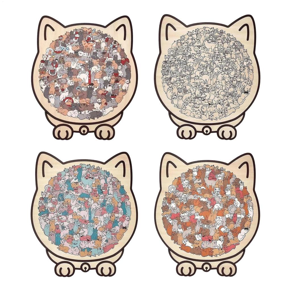 Colored Cat Shaped Wooden Jigsaw Puzzle Unique Animal Unique Animal Shape Wooden Puzzles For Adults Kids