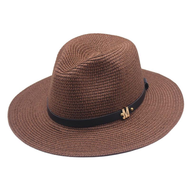 Classic Cowboy Jazz Straw Hat Wide Brim Summer Beach Sun Protection Casual Fedora Cap Panama