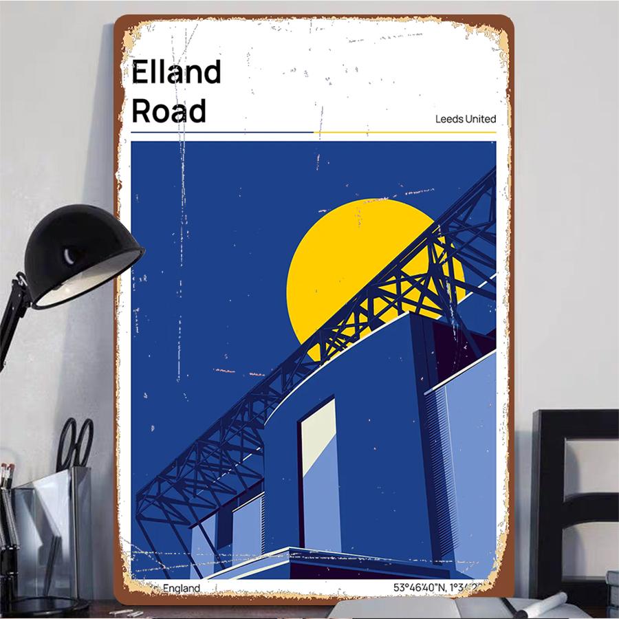 Elland Road Stadium Metal Wall Art Leeds United FC England Football Club Decorative Iron Painting Souvenir