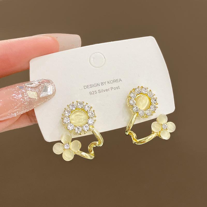 Opal flower earrings women s fashion temperament 2025 stud earrings versatile earrings