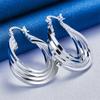 1 Pair of 925 Sterling Silver 35mm Exquisite Multi-hoop Earrings Fashion Women's Jewelry Accessories Party Ornaments Gift