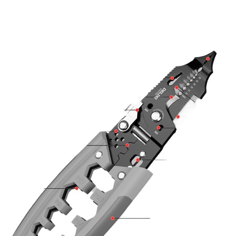 Delixi Electrician Multifunction Wire Strippers: Skinning, Crimping, Wrapping, Cutting Pliers