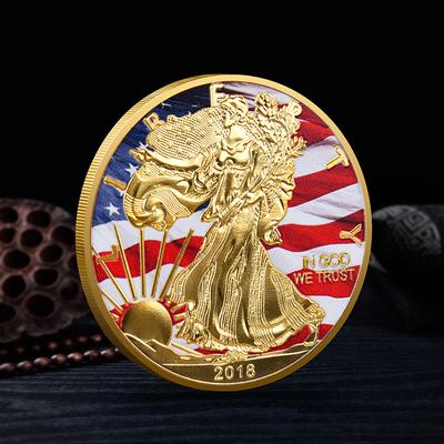 Pièce Souvenir US Statue de la Liberté Pièces Défi Peintes Amérique Collectionnable 1oz Fin Neuf Cadeau Collection Exquise