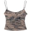Fashion Wind 2023 New Fall Women's Clothing Slim Looking Easiest for Match Silk Net Print Short Sling Tops 8654462