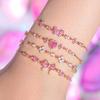 Y2K Pink Zircon Bowknot Love Heart Chain Bracelets For Women Exquisite Shiny Crystal Adjustable Bracelets Birthday Jewelry Gift