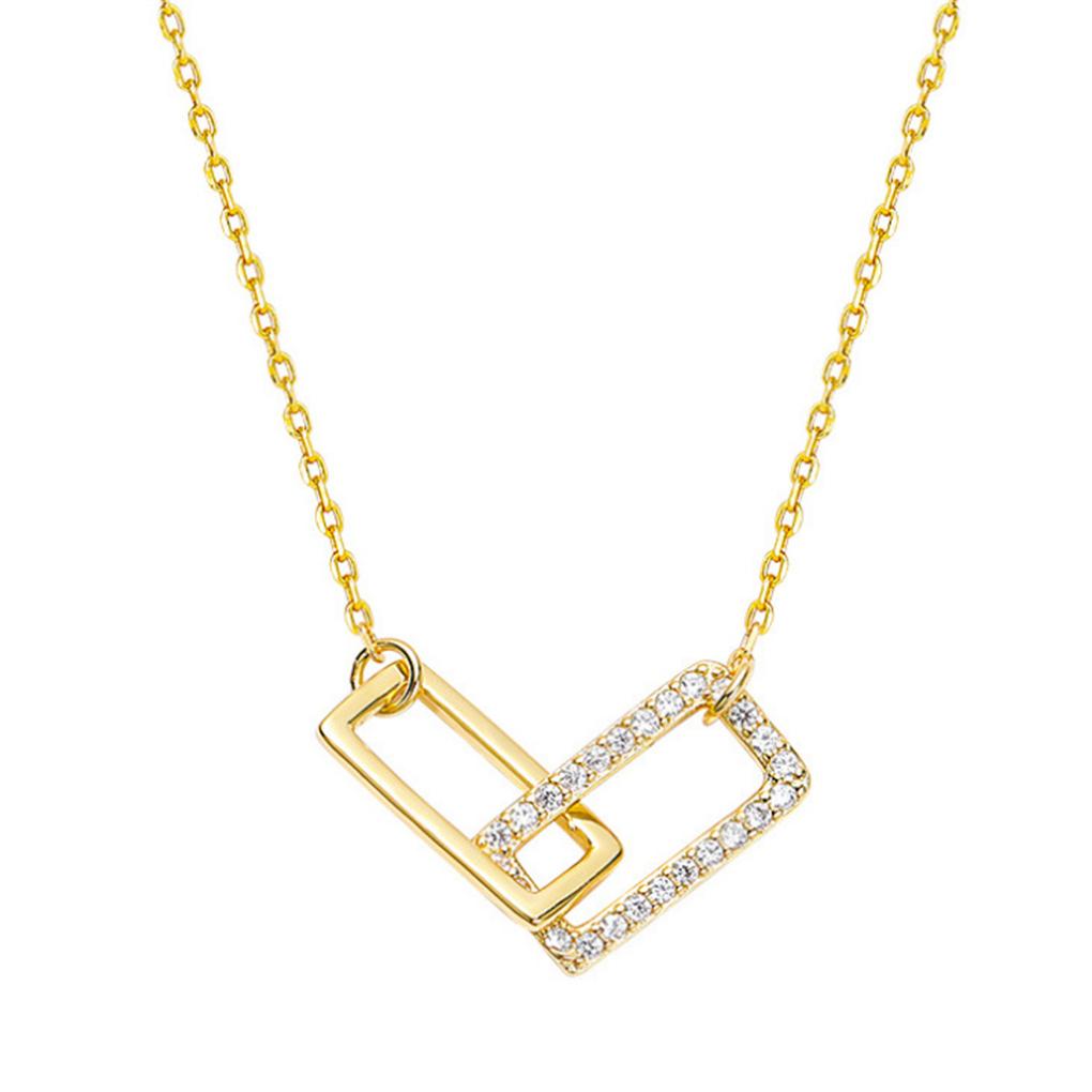 

Necklace Copper Double Square Necklace Decoration Adjustable Women Girls Neck Jewelry