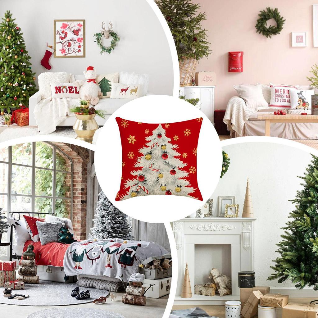 Christmas Pillow Cases 18x18 Inch Santa Elk Snowman Tree Decorative Case Sofa Pillowcase For Living Room Home Bed Bedroom Sofa