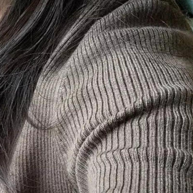 Solid Color V-neck Knitted Bottoming Top Women's Autumn and Winter New Sweater Slim and Versatile Long-sleeved Shirt