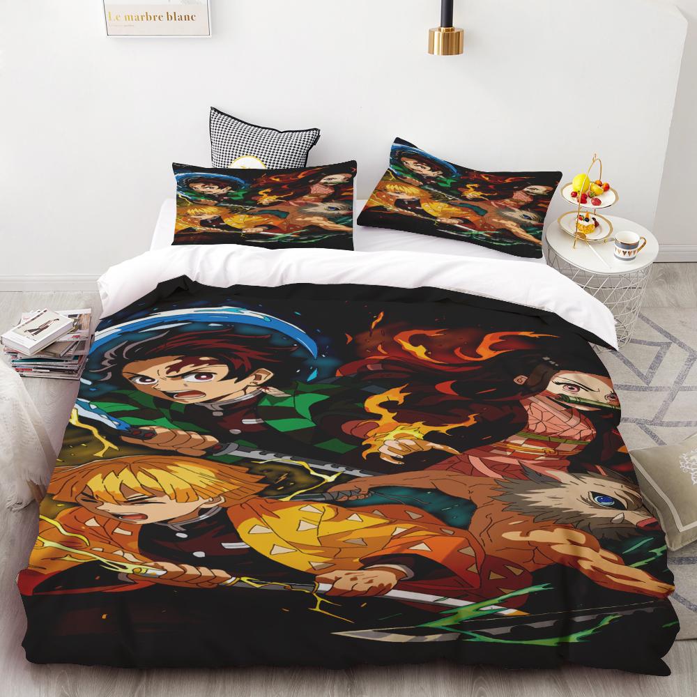 Duvet Cover Kamado Nezuko Demon Slayer Bedding Set Set Bedspread Pillowcase King Queen Full Single Size Bed Linen Kids Teen Gift