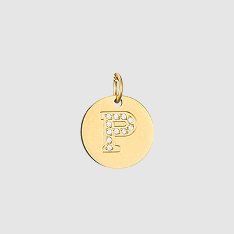 CARLIDANA Classique Minimaliste Alphabet 26 Breloques Lettres en Cristal Collier Pendentif Rond Lettre Acier Inoxydable Collier DIY