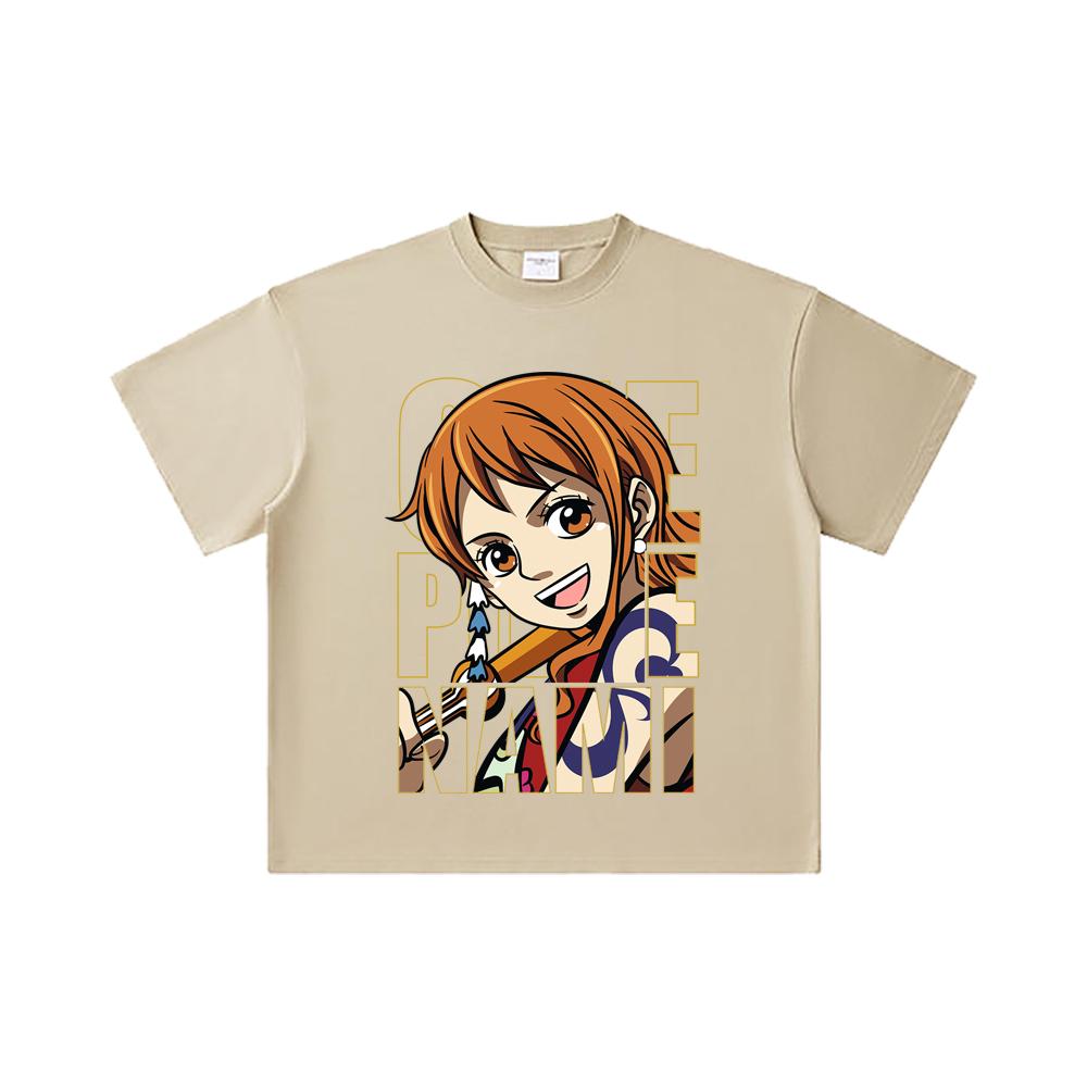 260 GSM Double Yarn 32 Count 100% Cotton One Piece V61 Nami Print Unisex Heavy Cotton T Shirt