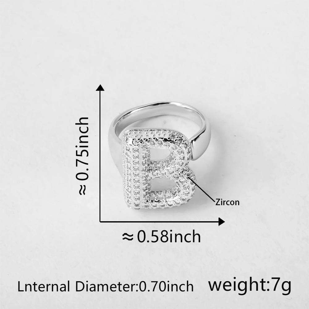 26 Letter Open-Ended Zircon Ring INS Minimalist Series Gift For Friends