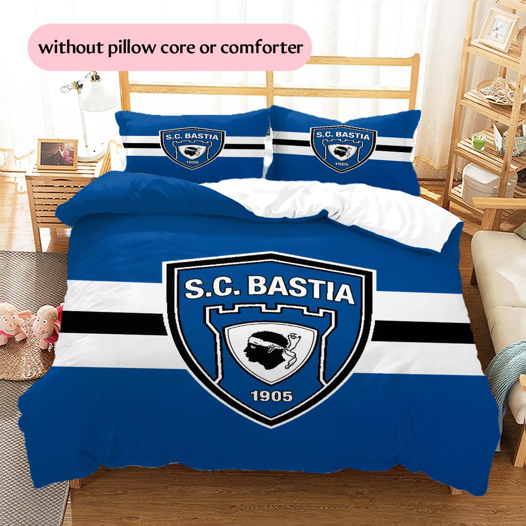 SC Bastia Pattern Bedding Home Decoration Birthday Gift (1 * duvet cover + 2 * pillowcase, without core)