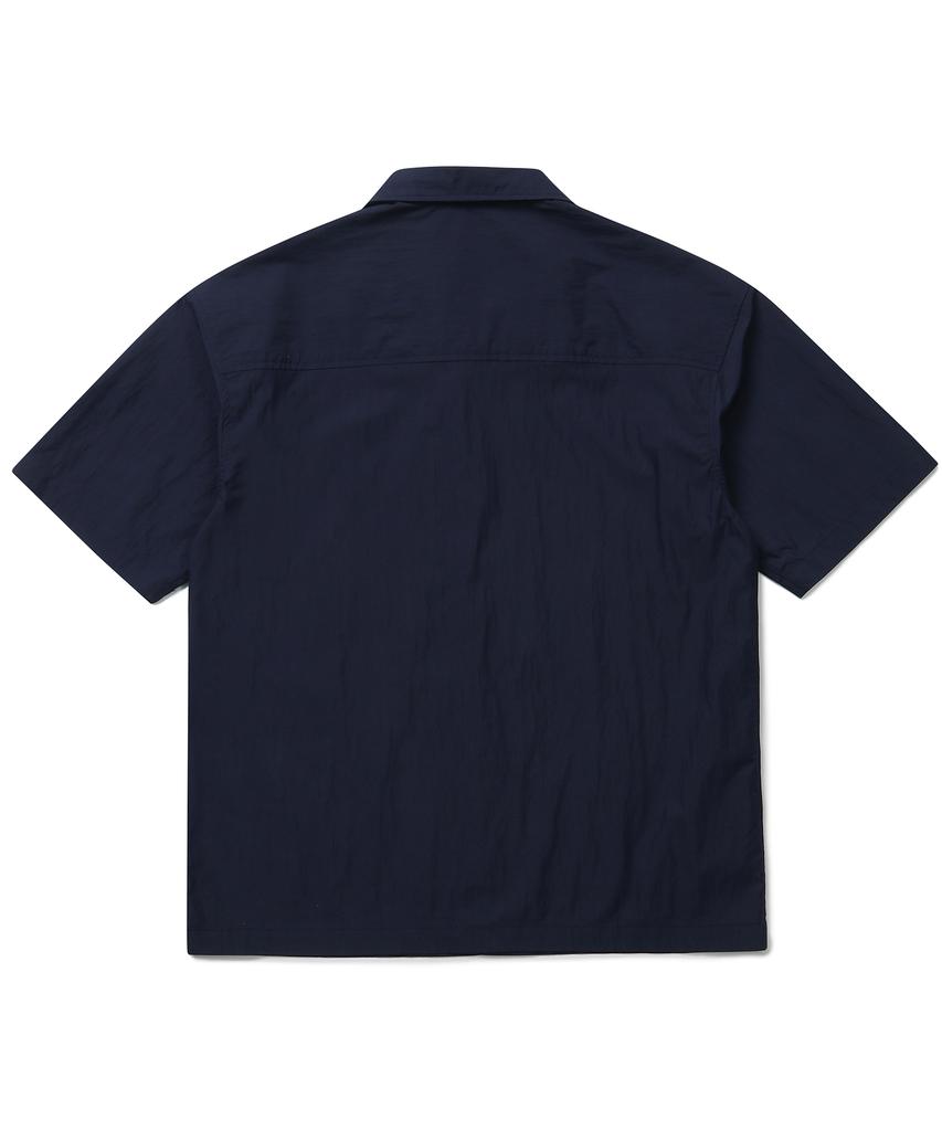 CONNECT KINLOCH Cotton/Nylon Open Collar Shirt (Navy)