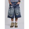 Pantaloni Larghi in Denim Stampati Vintage Vita Alta Vestibilità Larga Streetwear Unisex Lunghi
