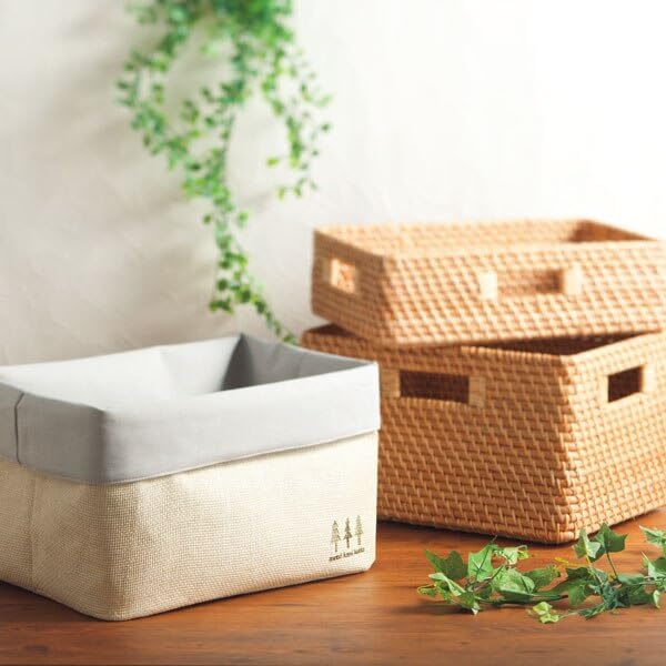 Nitori Rattan Basket Horizontal NITORI 8421032 RD-001, Half, Natural,