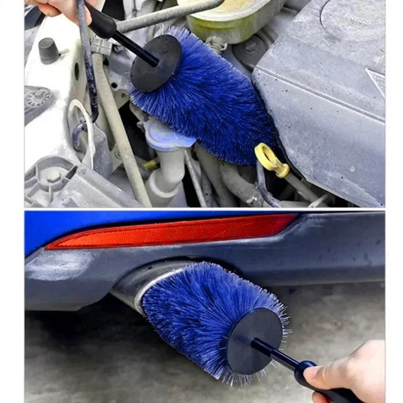 Car Wheel Multifunction Cleaning Brush Long Soft Handle Rim Hub Microfiber Brush Tire Detail Brush Auto Motorcycle Washing Tool